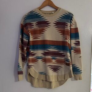 Western Aztec Pattern Cream Sweater